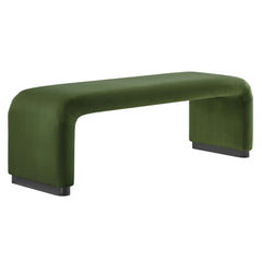 Koda Black/Moss Green Performance Velvet Waterfall Long Bench - Ornate Home