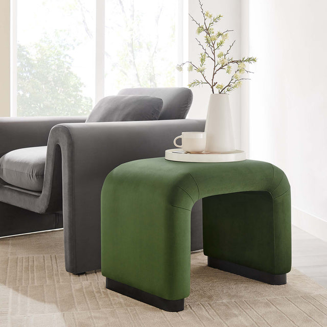 Koda Black/Moss Green Performance Velvet Waterfall Stool - Ornate Home