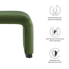 Koda Black/Moss Green Performance Velvet Waterfall Stool - Ornate Home