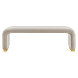 Koda Brass/Almond Performance Velvet Waterfall Long Bench - Ornate Home