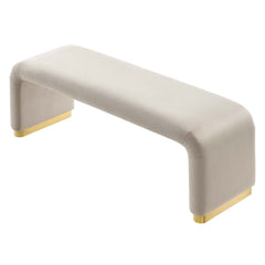 Koda Brass/Almond Performance Velvet Waterfall Long Bench - Ornate Home