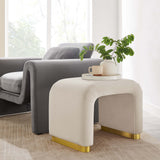 Koda Brass/Almond Performance Velvet Waterfall Stool - Ornate Home