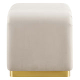 Koda Brass/Almond Performance Velvet Waterfall Stool - Ornate Home
