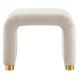 Koda Brass/Almond Performance Velvet Waterfall Stool - Ornate Home