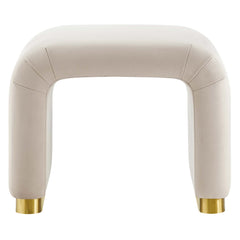 Koda Brass/Almond Performance Velvet Waterfall Stool - Ornate Home