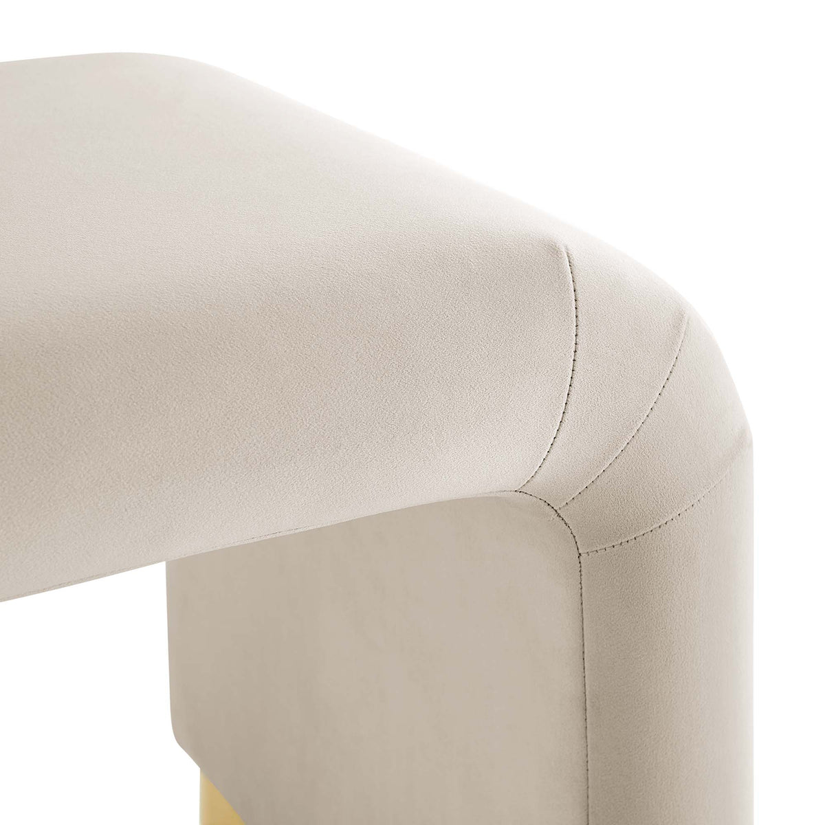Koda Brass/Almond Performance Velvet Waterfall Stool - Ornate Home