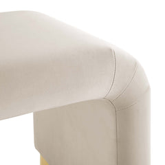 Koda Brass/Almond Performance Velvet Waterfall Stool - Ornate Home