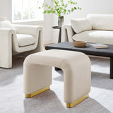 Koda Brass/Almond Performance Velvet Waterfall Stool - Ornate Home