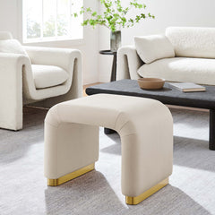 Koda Brass/Almond Performance Velvet Waterfall Stool - Ornate Home
