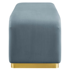 Koda Brass/Cadet Blue Performance Velvet Waterfall Long Bench - Ornate Home