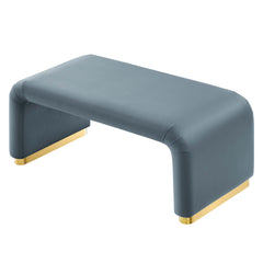 Koda Brass/Cadet Blue Performance Velvet Waterfall Ottoman - Ornate Home