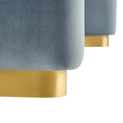 Koda Brass/Cadet Blue Performance Velvet Waterfall Ottoman - Ornate Home