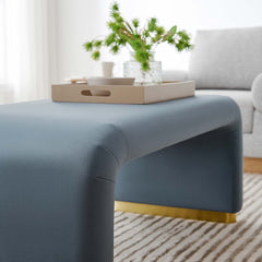 Koda Brass/Cadet Blue Performance Velvet Waterfall Ottoman - Ornate Home