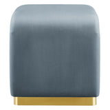 Koda Brass/Cadet Blue Performance Velvet Waterfall Stool - Ornate Home