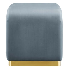 Koda Brass/Cadet Blue Performance Velvet Waterfall Stool - Ornate Home