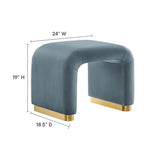 Koda Brass/Cadet Blue Performance Velvet Waterfall Stool - Ornate Home