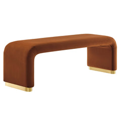 Koda Brass/Rust Performance Velvet Waterfall Long Bench - Ornate Home