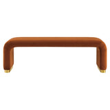 Koda Brass/Rust Performance Velvet Waterfall Long Bench - Ornate Home