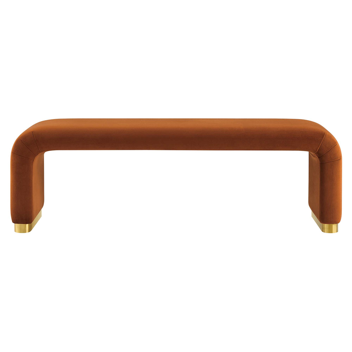 Koda Brass/Rust Performance Velvet Waterfall Long Bench - Ornate Home