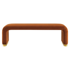 Koda Brass/Rust Performance Velvet Waterfall Long Bench - Ornate Home