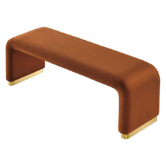 Koda Brass/Rust Performance Velvet Waterfall Long Bench - Ornate Home