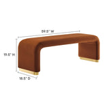Koda Brass/Rust Performance Velvet Waterfall Long Bench - Ornate Home