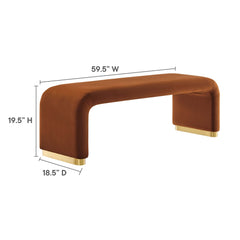 Koda Brass/Rust Performance Velvet Waterfall Long Bench - Ornate Home