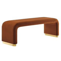 Koda Brass/Rust Performance Velvet Waterfall Long Bench - Ornate Home