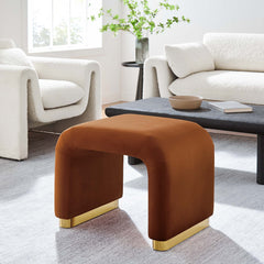 Koda Brass/Rust Performance Velvet Waterfall Stool - Ornate Home