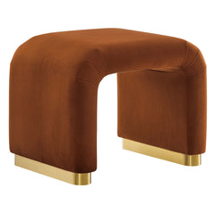 Koda Brass/Rust Performance Velvet Waterfall Stool - Ornate Home