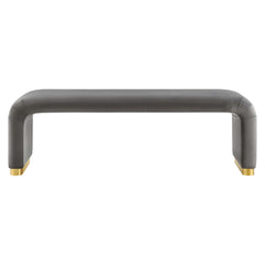 Koda Brass/Storm Gray Performance Velvet Waterfall Long Bench - Ornate Home