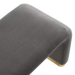 Koda Brass/Storm Gray Performance Velvet Waterfall Long Bench - Ornate Home