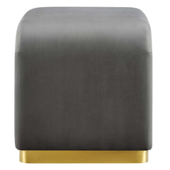 Koda Brass/Storm Gray Performance Velvet Waterfall Stool - Ornate Home