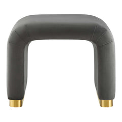 Koda Brass/Storm Gray Performance Velvet Waterfall Stool - Ornate Home