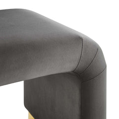 Koda Brass/Storm Gray Performance Velvet Waterfall Stool - Ornate Home
