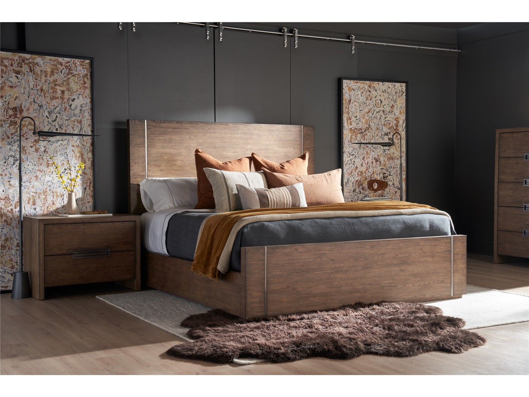 Koda Medium Brown Oak King Bed - Ornate Home