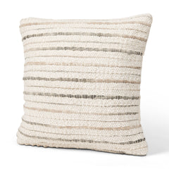 Kodi Cream 20x20 with Stripes Square Pillow Cover - Ornate Home