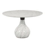 Koen Engineering Marble Top/White/Black Round Dining Table - Ornate Home