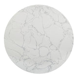 Koen Engineering Marble Top/White/Black Round Dining Table - Ornate Home