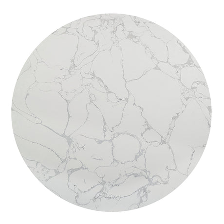 Koen Engineering Marble Top/White/Black Round Dining Table - Ornate Home