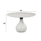 Koen Engineering Marble Top/White/Black Round Dining Table - Ornate Home