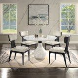 Koen Engineering Marble Top/White/Black Round Dining Table - Ornate Home