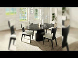 Koen Engineering Marble Top/White/Black Round Dining Table - Ornate Home