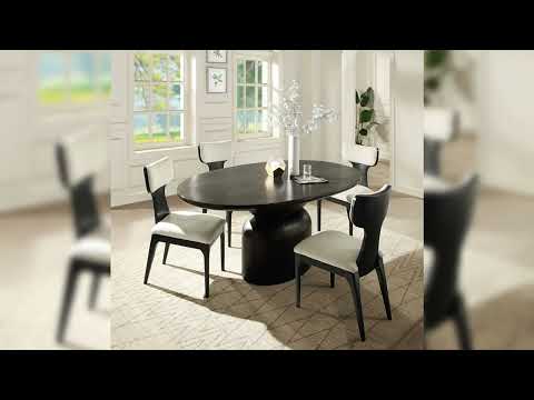 Koen Engineering Marble Top/White/Black Round Dining Table - Ornate Home