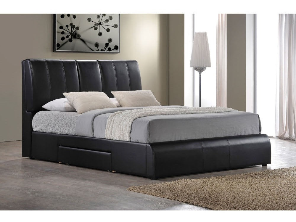 Kofi Black PU Eastern King Bed - Ornate Home