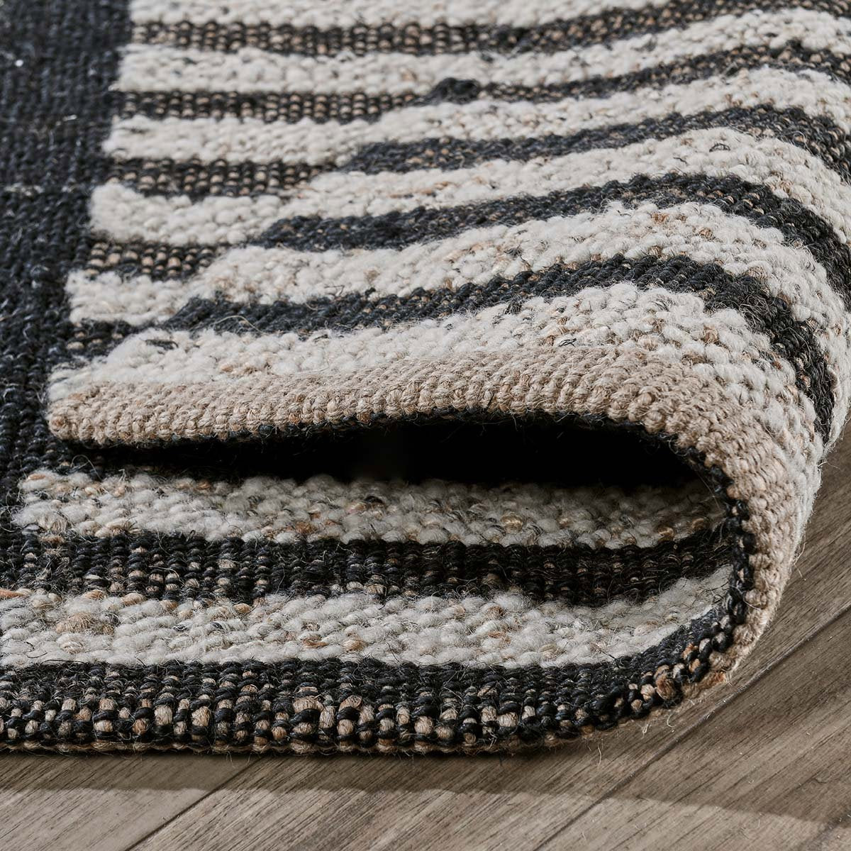 Kofu Stripe Natural/Black Rug - Ornate Home