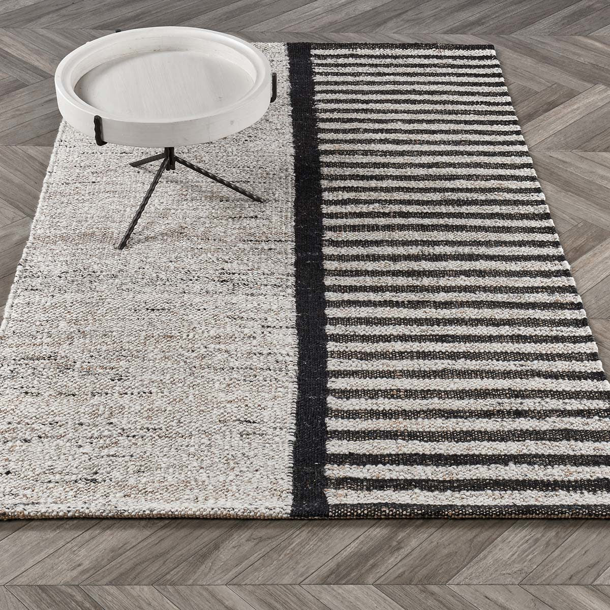 Kofu Stripe Natural/Black Rug - Ornate Home