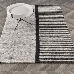 Kofu Stripe Natural/Black Rug - Ornate Home