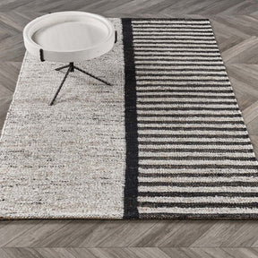 Kofu Stripe Natural/Black Rug - Ornate Home