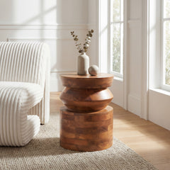 Kollam Walnut Side Table - Ornate Home